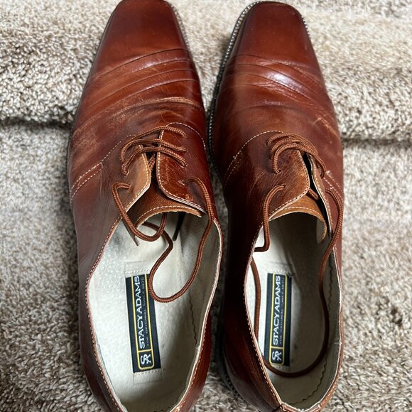 Stacy Adams Men\'s Dark Tan Leather Dress Shoes